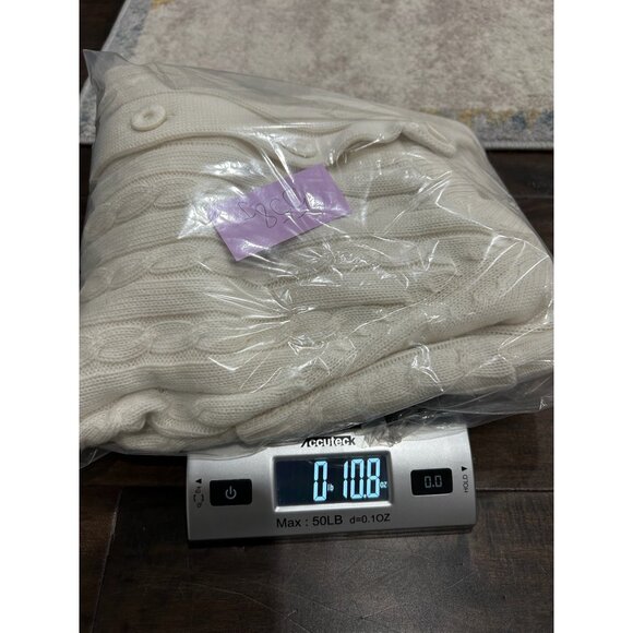 Vintage Lady Archdale White Cable Knit Button-Up Cardigan With Pockets - Picture 11 of 11